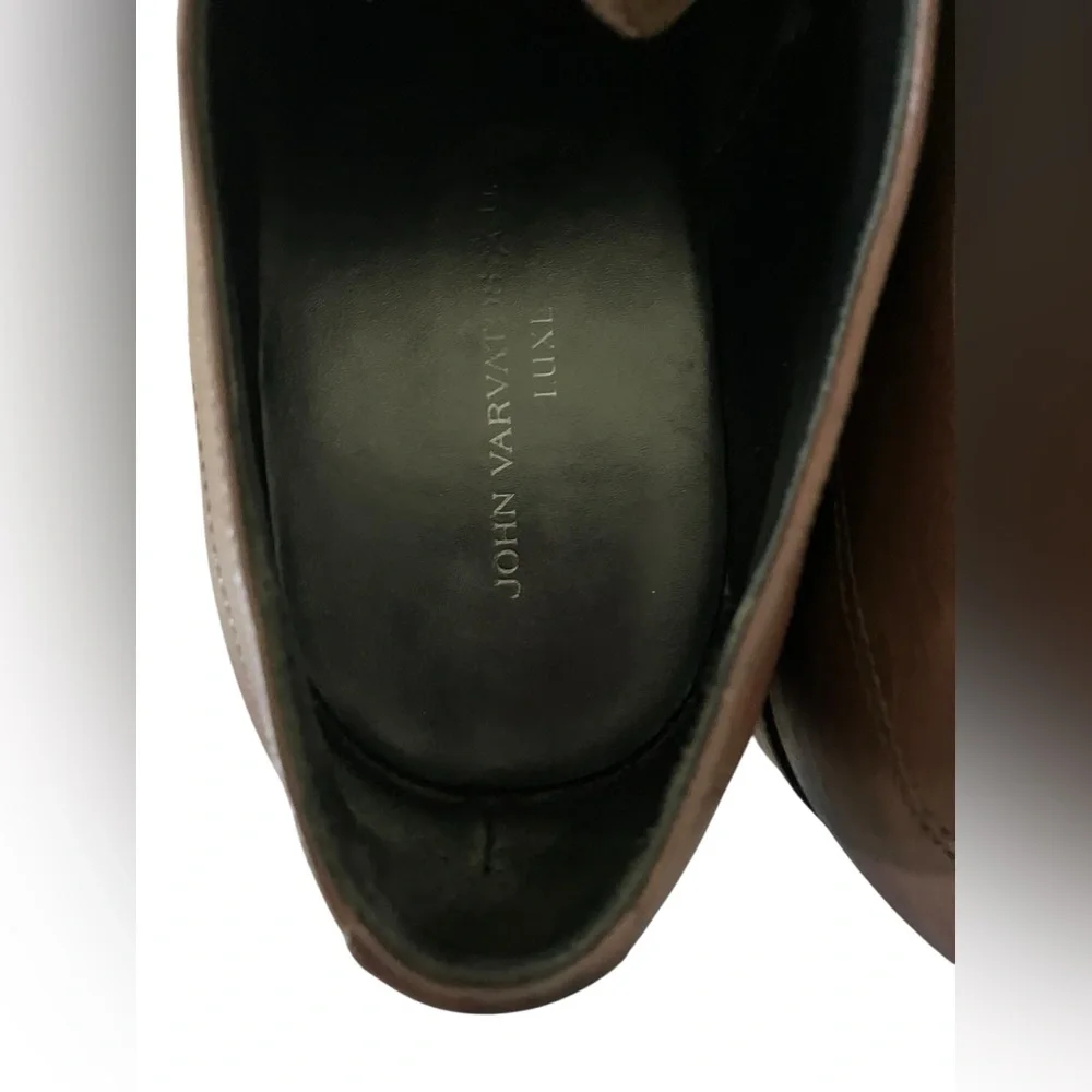 John Varvatos Luxe Oxford Brown Leather Plain Toe Dress Shoes Men’s Size 11 - Picture 15 of 16